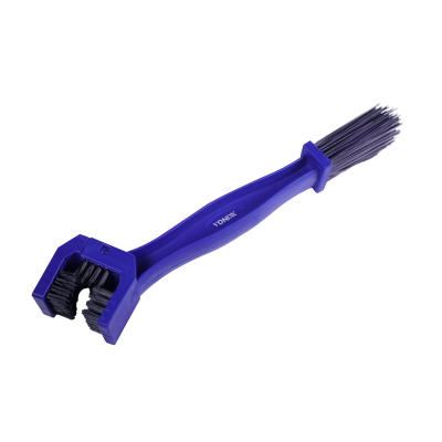 Escova de limpeza azul com cerdas pretas e roxas para bicicletas