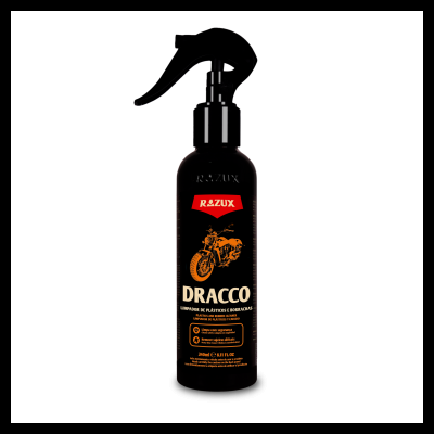 Frasco preto de limpeza com spray RAZUX DRACCO para plásticos e borrachas