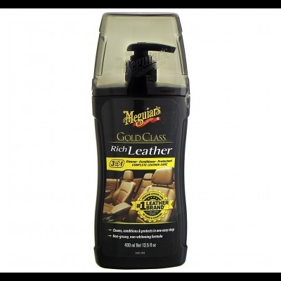 Frasco preto de produto de limpeza para couro Meguiar's Gold Class