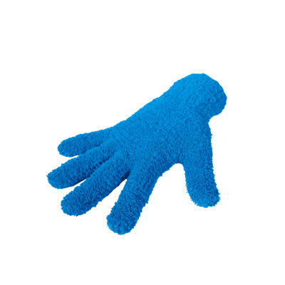 Luva felpuda azul com cinco dedos