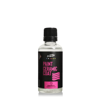 Frasco de produto zanZZer PAINT CERAMIC COAT com rótulo preto e rosa