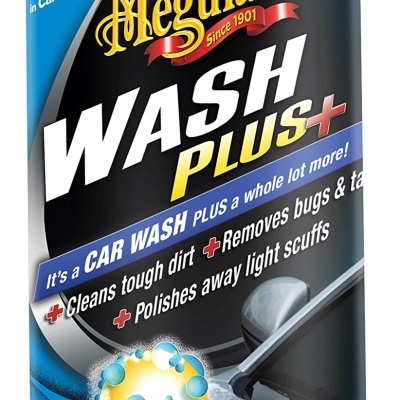 Frasco amarelo de produto de lavagem automóvel Meguiar's Wash Plus+