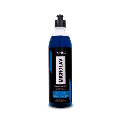 Frasco plástico com líquido azul e etiqueta Microlav da Vonixx