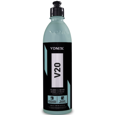 Garrafa de polidor Vonixx V20 azul claro com tampa preta e rótulo preto