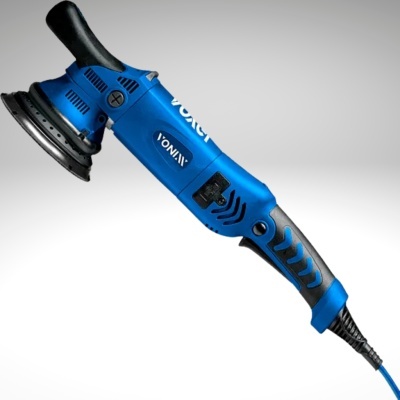 Lixadora elétrica azul e preta YONIX com cabo e superfície triangular