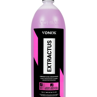 Frasco de plástico rosa com rótulo preto e texto VONIXX EXTRACTUS