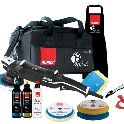 Kit de polimento automóvel com máquina, saco, avental e acessórios