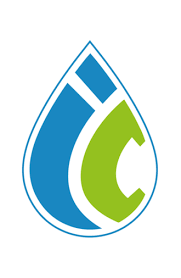 Logotipo de gota azul e verde simples