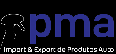 Logótipo com pulverizador branco e texto Import & Export de Produtos Auto em fundo preto