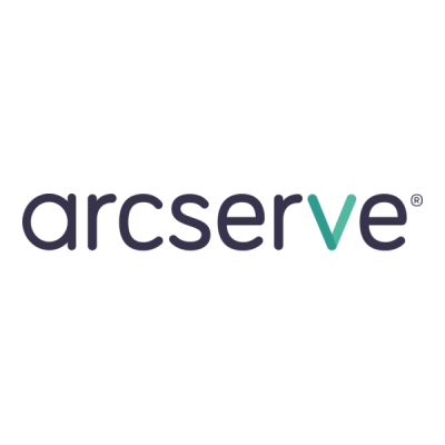 Logótipo arcserve com texto em azul escuro e letra v em verde