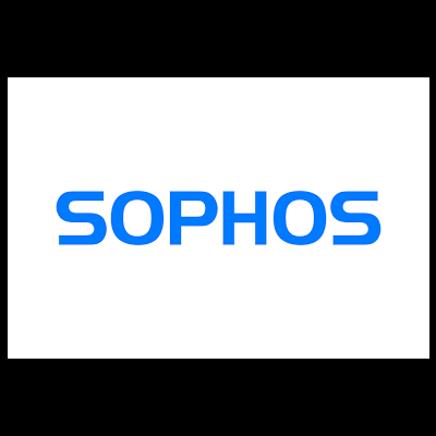 Logótipo da marca SOPHOS em azul sobre fundo branco