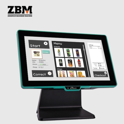 Monitor tátil com interface de vendas de snacks