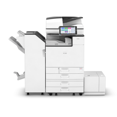 Fotocopiadora multifuncional OKI MC 860 branca e preta com ecrã tátil colorido