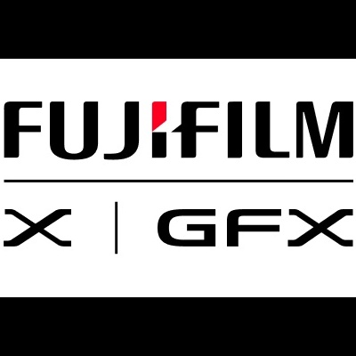 Logótipo FUJIFILM com marcas X e GFX em fundo branco