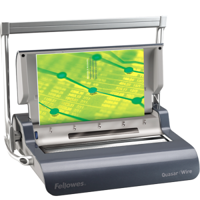 Máquina de encadernação Fellowes Quasar Wire com papel colorido