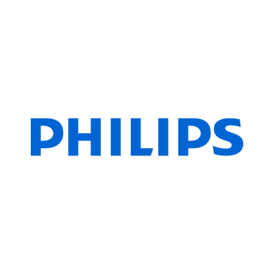 Logótipo PHILIPS azul em fundo branco
