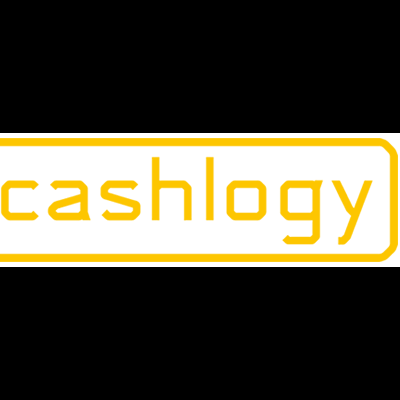 Logótipo amarelo da marca cashlogy em fundo transparente