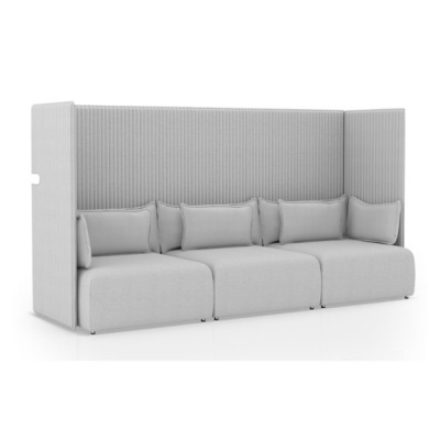 sofá modular cinzento claro com almofadas