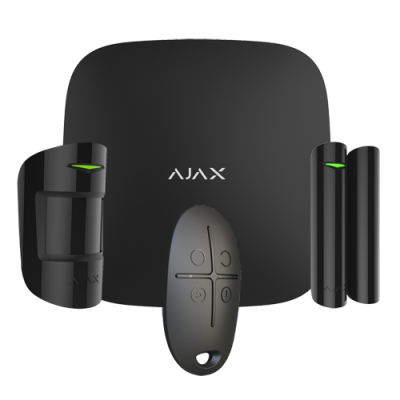 Conjunto de dispositivo de segurança eletrónica AJAX preto com sensores e comando remoto