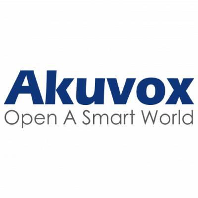 Logótipo da Akuvox com texto 'Open A Smart World'