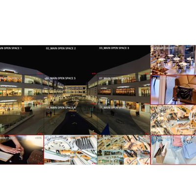 Montagem de imagens de espaço comercial e acessórios