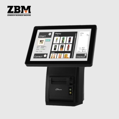 Terminal POS preto ZBM com ecrã tátil a cores e impressora integrada