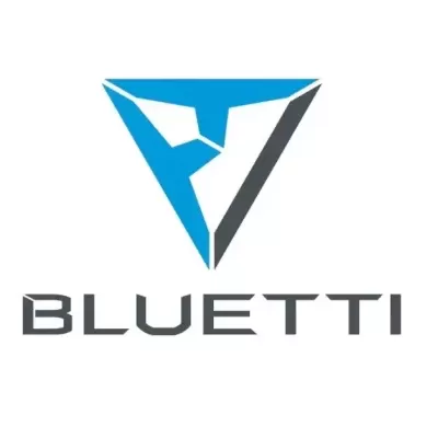 Logótipo BLUETTI azul e cinzento