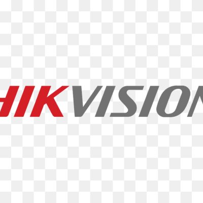 Logótipo da marca HIKVISION com letras vermelhas e cinzentas