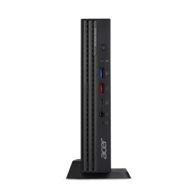 Mini PC preto compacto da Acer com portas USB e botão de ligar