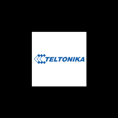 Logótipo azul da TELTONIKA sobre fundo branco