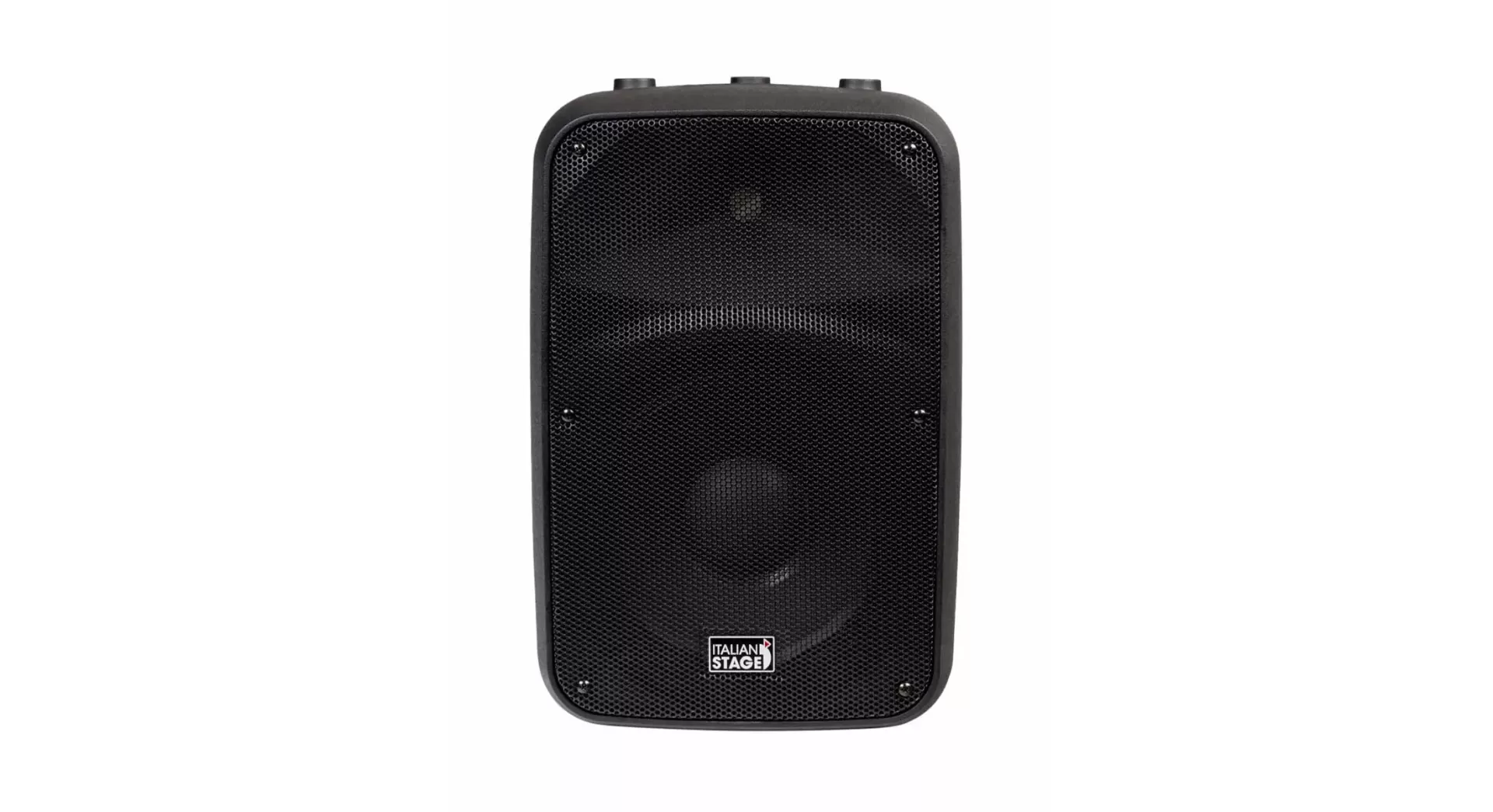 Altifalante portátil preto com grelha frontal metálica e etiqueta PRESONUS