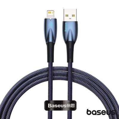 Cabo USB para Lightning azul trançado da Baseus com conectores metálicos