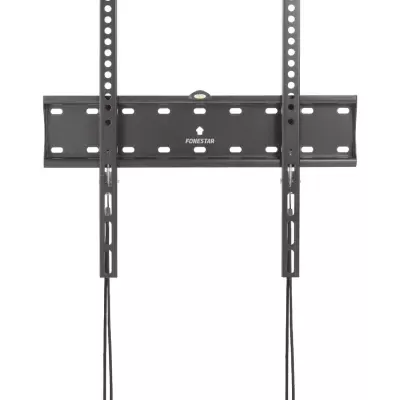 Suporte de parede preto para TV com marca FONESTAR e nível de bolha