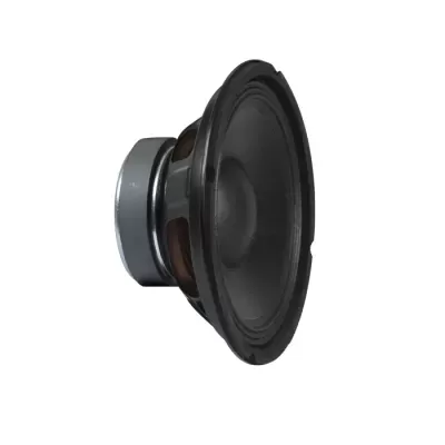 Altifalante preto com estrutura metálica cinzenta