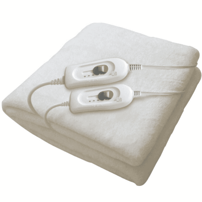 Toalha eléctrica branca com controles deslizantes brancos