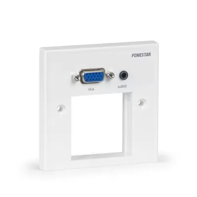 Placa de parede branca FONESTAR com conetores VGA e áudio