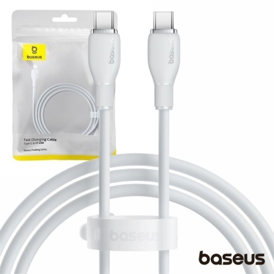 Cabo carregamento rápido USB-C Baseus branco com embalagem
