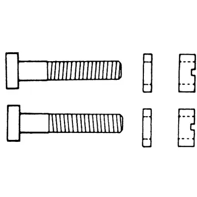 Desenho linear de dois parafusos com porcas