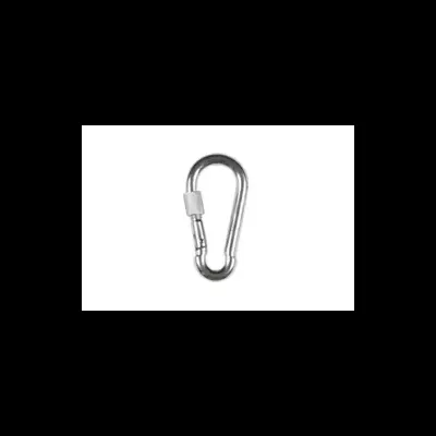 Mosquetão metálico prateado com mola