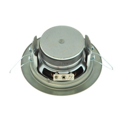 Coluna de som redonda metálica com terminais e fios