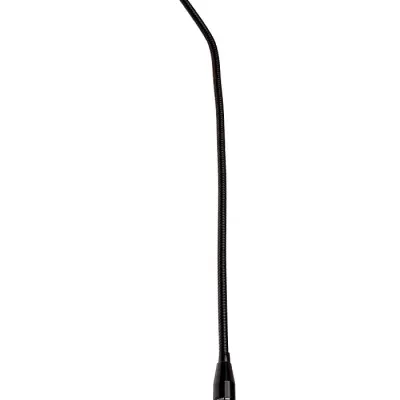 Microfone de estúdio preto com haste flexível longa e base removível preta