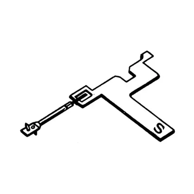 Peça eletrónica flexível com condutores pretos e letra S