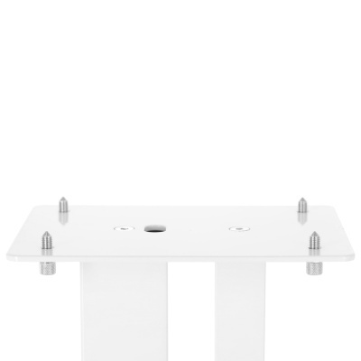 Base de suporte metálica branca com parafusos prateados