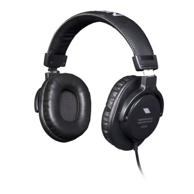 Auriculares pretos Sennheiser HD 202 em pele sintética e plástico preto