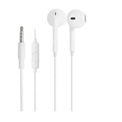Auscultadores brancos com cabo e ficha jack de 3,5 mm