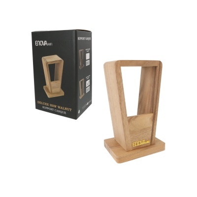 Suporte para casque em madeira de nogueira com embalagem preta