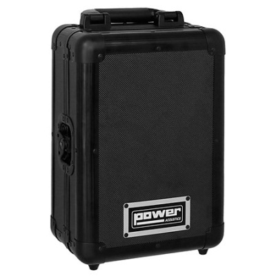 Coluna portátil preta Power Acoustics com grelha fronta rústica e alça