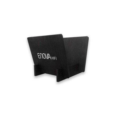 Suporte para colunas EMOVA HIFI em madeira preta com texto branco