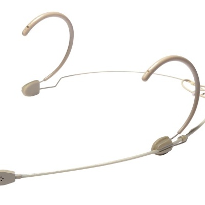 Microfone headset beige com armação fina de metal