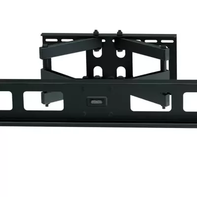 Suporte de TV de parede preto em metal com braços articulados